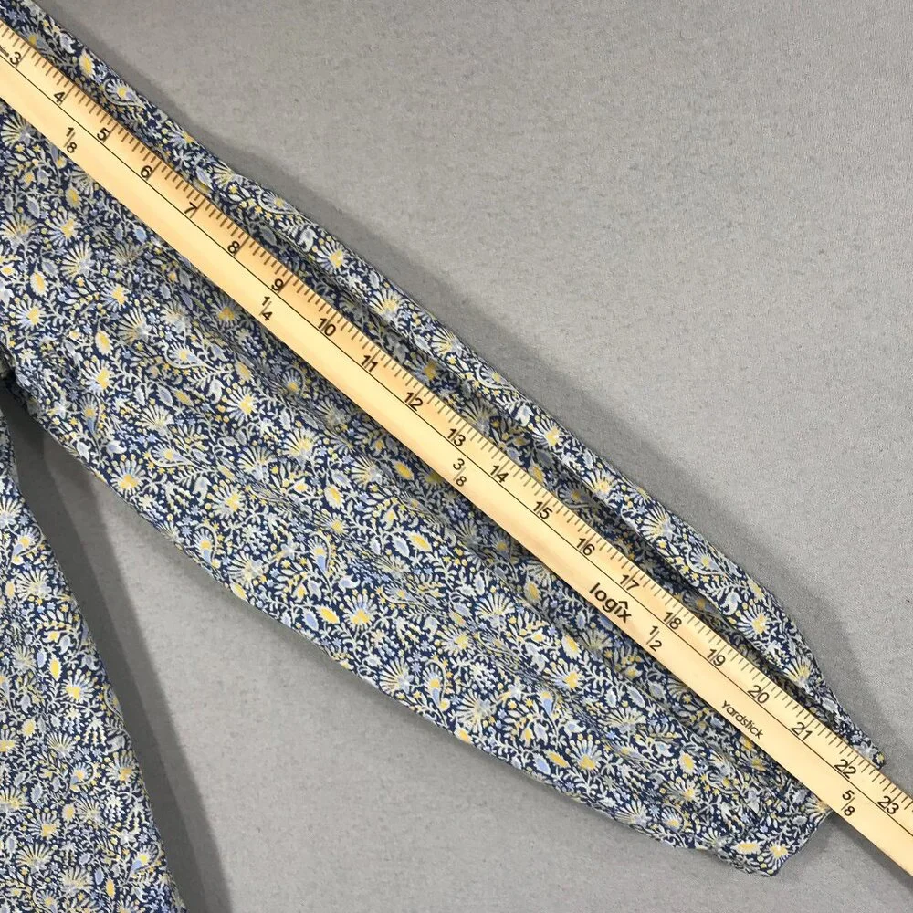 Gap Blouse Women Small Tall Blue Yellow Pullover Top V-Neck Boho Peasant Balloon - Picture 13 of 13